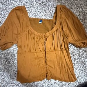 Women's Brown Button-Up Top